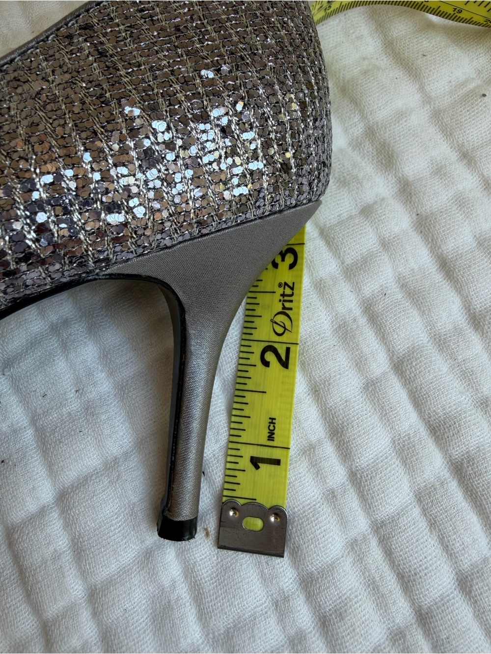 Nina Fern D’Orsay Heels 8 Silver Glitter Peep Toe Stiletto Formal - Picture 9 of 9